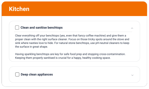 Snippet of hipages free cleaning checklist
